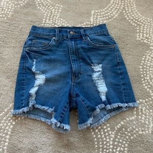 High waisted denim shorts